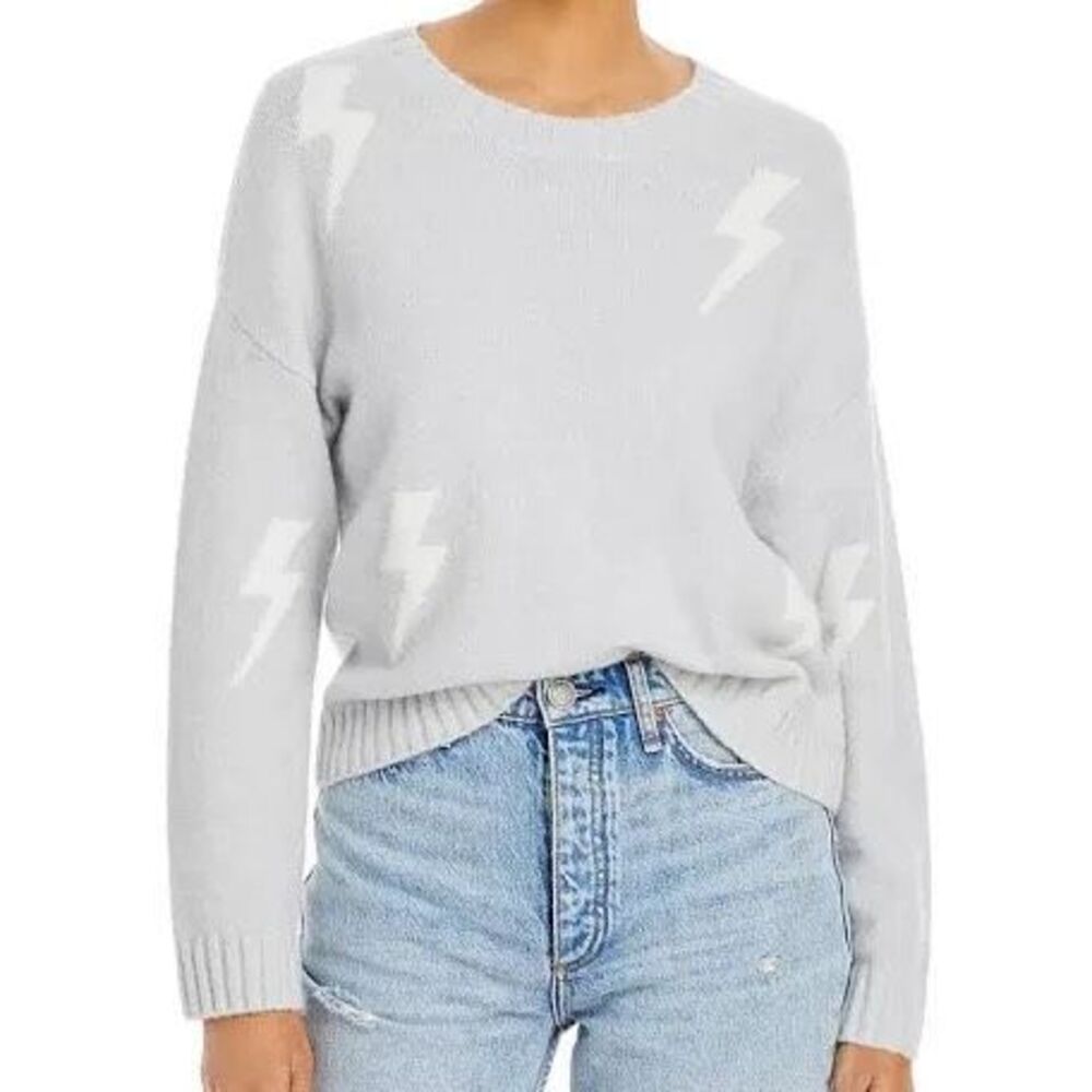 Rails Grey Lightning Bolt Crewneck Sweater XS Merino Wool Cashmere Knit Soft